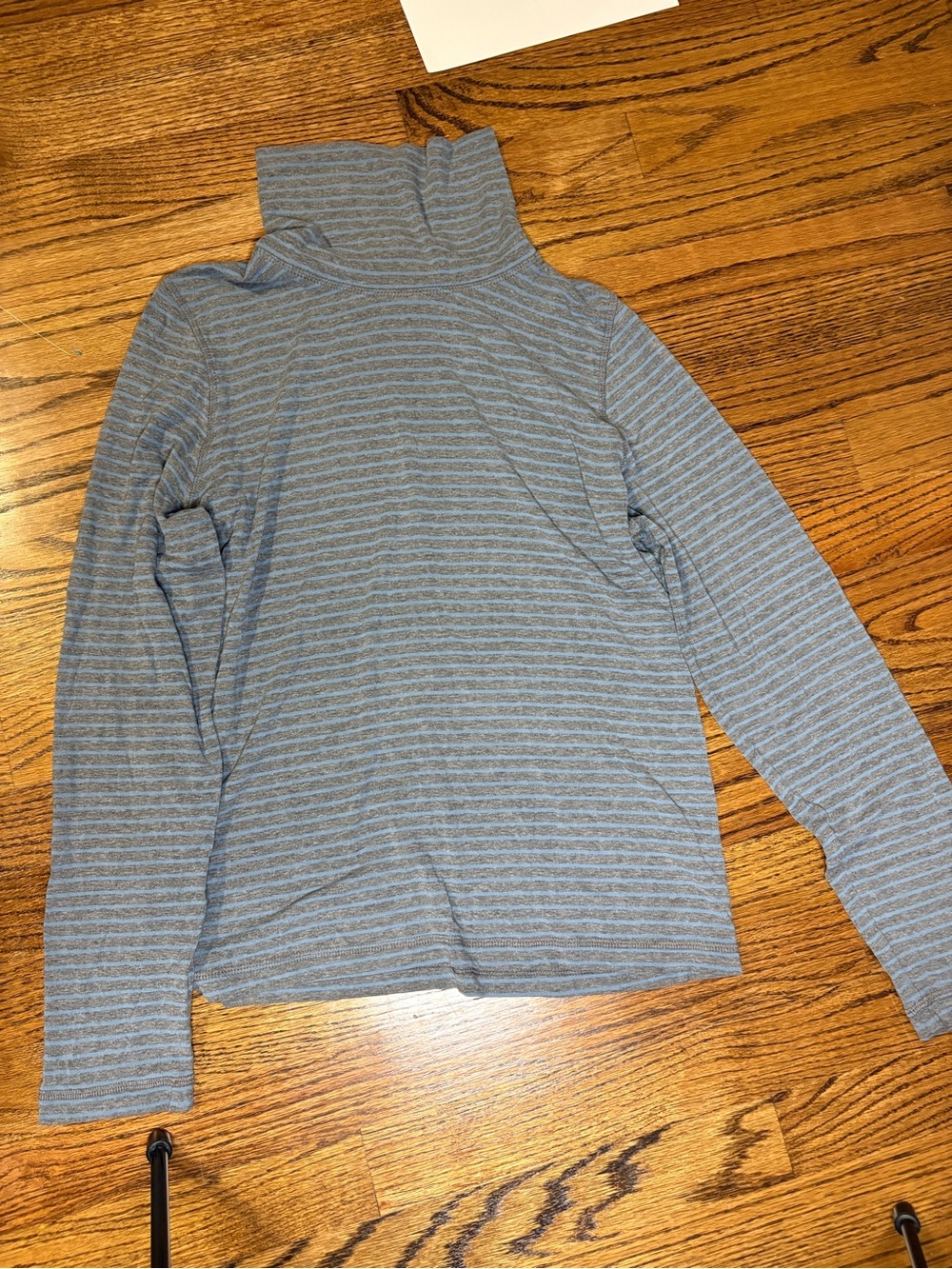 Striped Blue Turtleneck Long-Sleeve Top